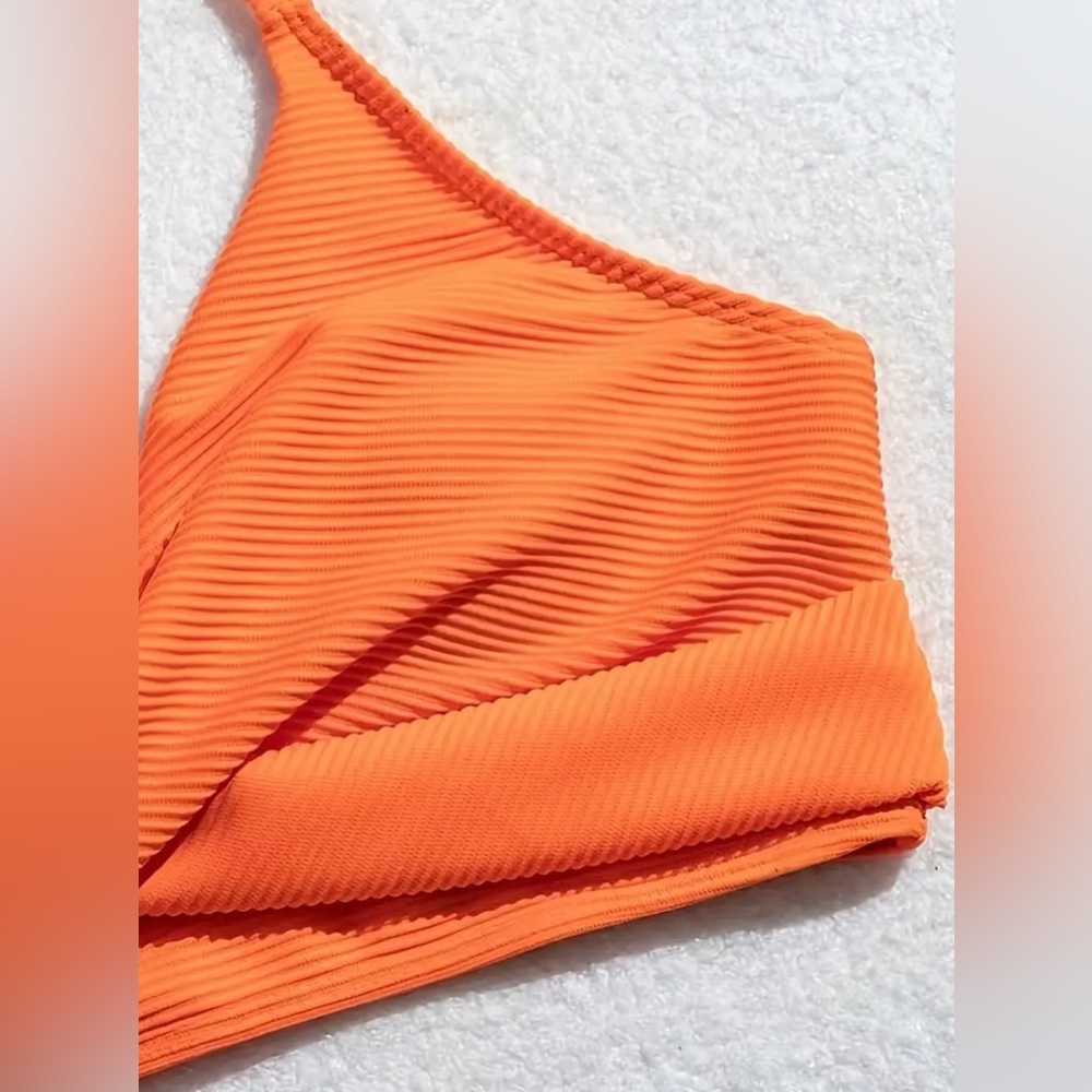 New Stylish tangerine 2pc ribbed Bikini Set women’s Large bathing suit swim… - Picture 5 of 5